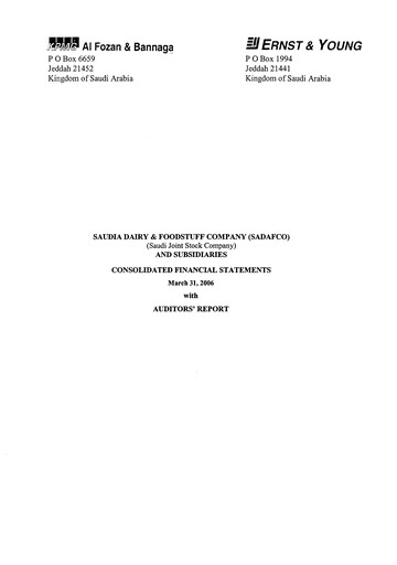 Thumbnail Saudia Dairy & Foodstuff Company Financial Statement 2005