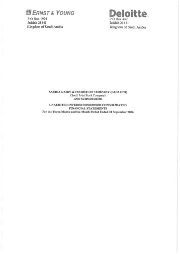 Thumbnail Saudia Dairy & Foodstuff Company Financial Statement 2006-h1