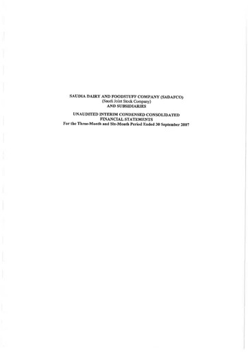 Thumbnail Saudia Dairy & Foodstuff Company Financial Statement 2007-h1