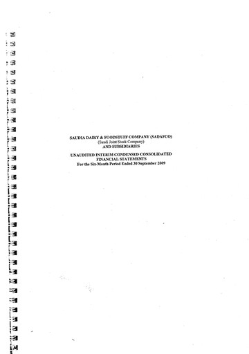 Thumbnail Saudia Dairy & Foodstuff Company Financial Statement 2009-h1