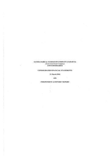 Thumbnail Saudia Dairy & Foodstuff Company Financial Statement 2009