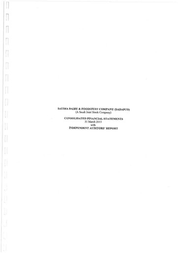 Thumbnail Saudia Dairy & Foodstuff Company Financial Statement 2012