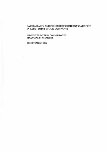 Thumbnail Saudia Dairy & Foodstuff Company Financial Statement 2016-h1