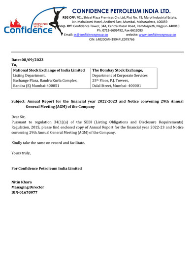 Vorschaubild Confidence Petroleum Jahresbericht 2022-2023