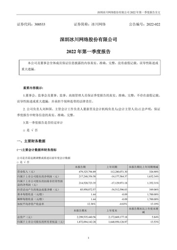 Thumbnail Shenzhen Bingchuan Network Quarterly Report 2022-q1