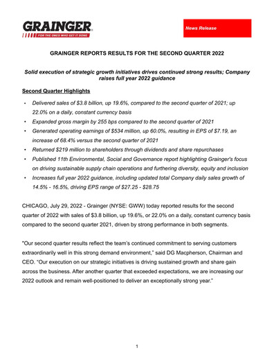 Thumbnail W. W. Grainger
 Quarterly Report 2022-q2