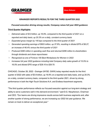 Thumbnail W. W. Grainger
 Quarterly Report 2022-q3
