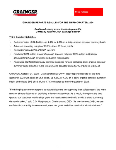 Thumbnail W. W. Grainger
 Quarterly Report 2024-q3