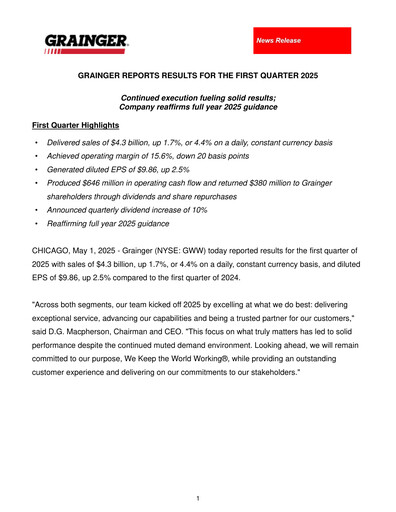 Thumbnail W. W. Grainger
 Quarterly Report 2025-q1