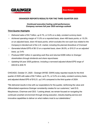 Thumbnail W. W. Grainger
 Quarterly Report 2025-q3