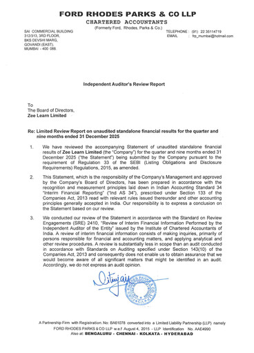 Thumbnail Zee Learn
 Quarterly Report 2025-q3