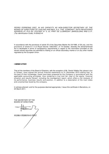 Thumbnail International Consolidated Airlines Financial Statement 2010