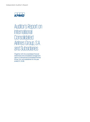 Thumbnail International Consolidated Airlines Financial Statement 2023