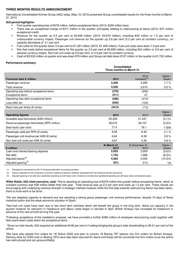Vorschaubild International Consolidated Airlines Quartalsbericht 2013-q1