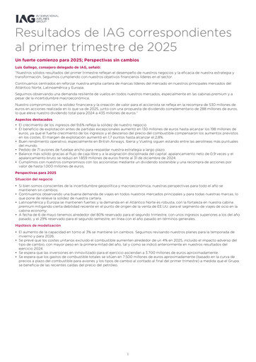 Miniature International Consolidated Airlines Rapport trimestriel 2025-q1