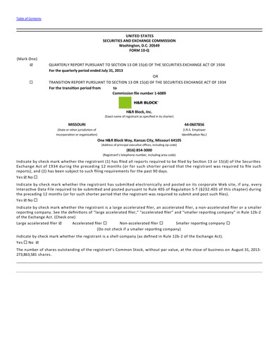 Thumbnail H&R Block
 Quarterly Report 2014-q1