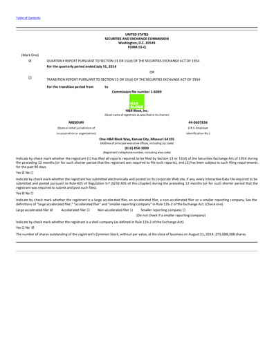 Thumbnail H&R Block
 Quarterly Report 2015-q1
