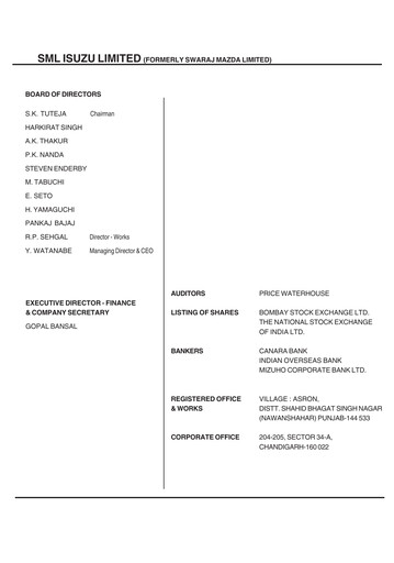 Thumbnail SML Isuzu
 Annual Report 2010-2011
