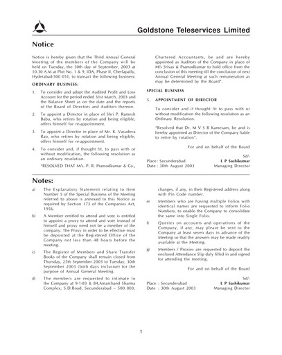 Thumbnail Olectra Greentech Annual Report 2002-2003