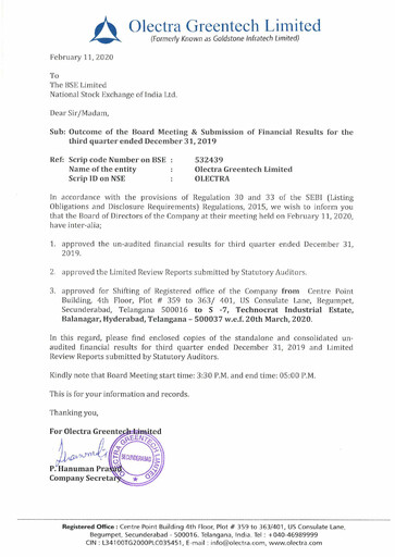 Thumbnail Olectra Greentech Quarterly Report 2019-q3