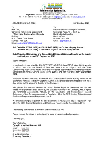 Miniature Jain Irrigation Systems
 Rapport trimestriel 2025-q2