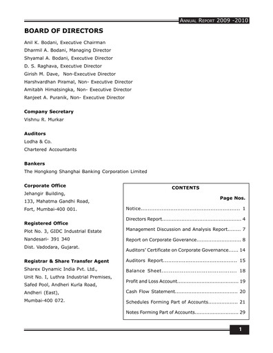 Thumbnail Oriental Aromatics
 Annual Report 2009-2010