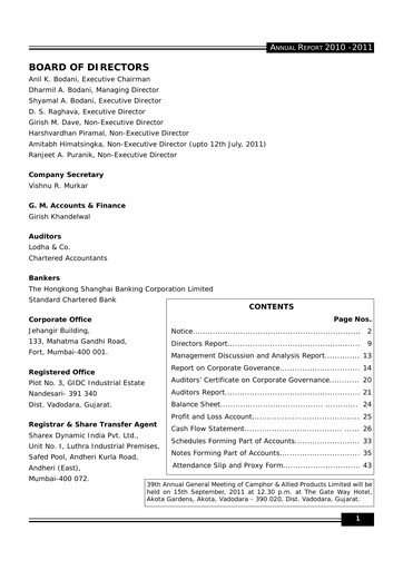 Thumbnail Oriental Aromatics
 Annual Report 2010-2011