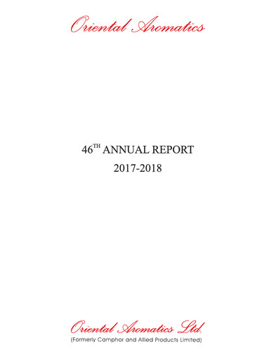 Thumbnail Oriental Aromatics
 Annual Report 2017-2018