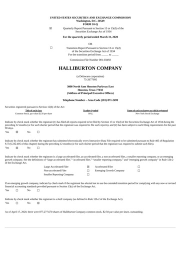 Thumbnail Halliburton Quarterly Report 2020-q1