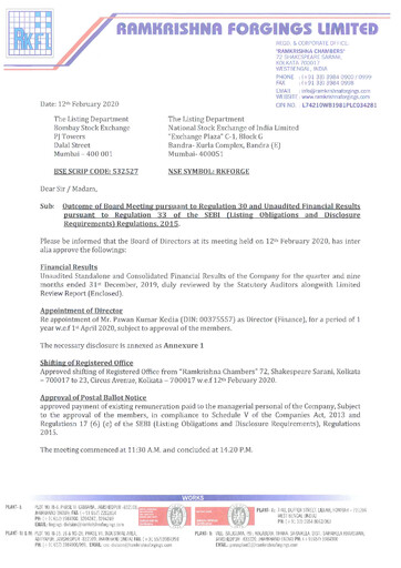 Thumbnail Ramkrishna Forgings Quarterly Report 2019-q3