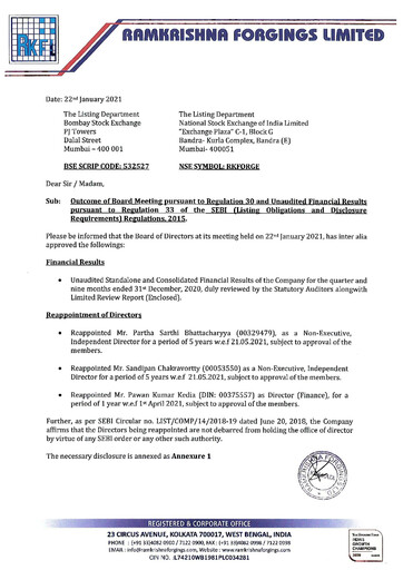Thumbnail Ramkrishna Forgings Quarterly Report 2020-q3
