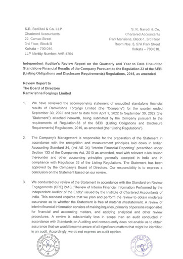Thumbnail Ramkrishna Forgings Quarterly Report 2022-q2