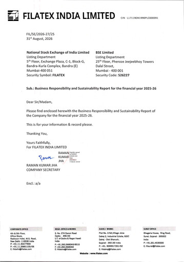 Thumbnail Filatex India
 ESG Report 2025-2026