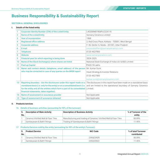Thumbnail Somany Ceramics ESG Report 2024-2025