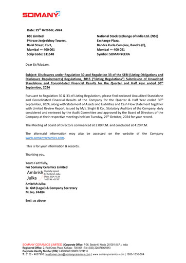 Thumbnail Somany Ceramics Quarterly Report 2024-q3