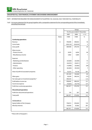 Thumbnail UOL Group Financial Statement 2007