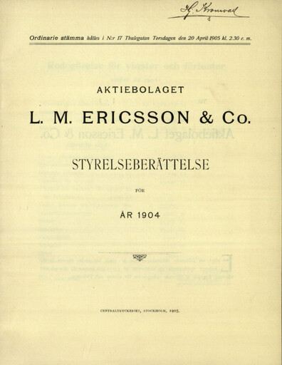 Thumbnail Ericsson Annual Report 1904