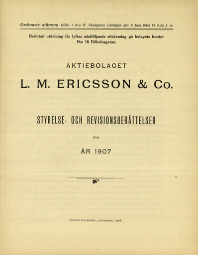 Thumbnail Ericsson Annual Report 1907