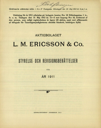 Thumbnail Ericsson Annual Report 1911