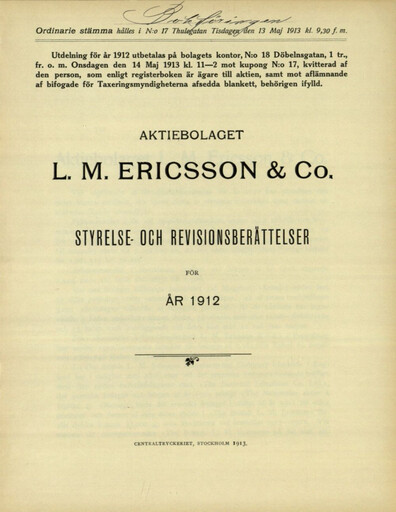 Thumbnail Ericsson Annual Report 1912