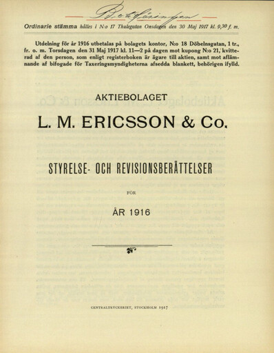 Thumbnail Ericsson Annual Report 1916