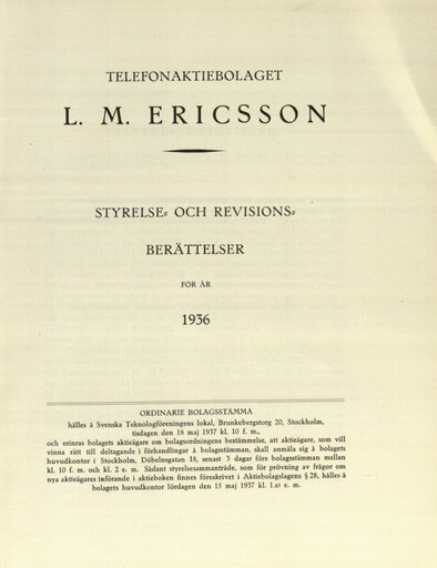 Thumbnail Ericsson Annual Report 1936