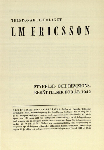 Thumbnail Ericsson Annual Report 1942