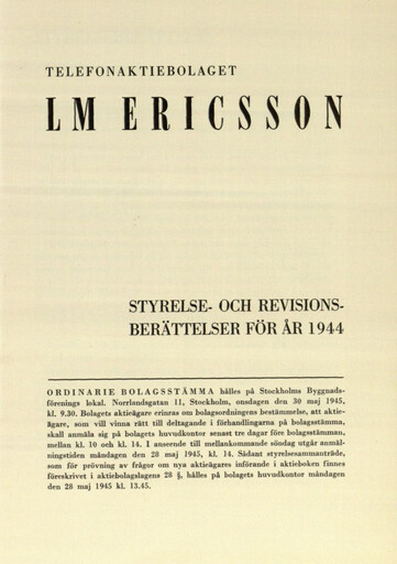Thumbnail Ericsson Annual Report 1944