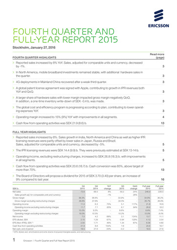 Thumbnail Ericsson Financial Statement 2015