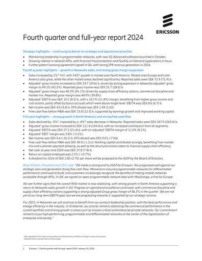 Thumbnail Ericsson Financial Statement 2024