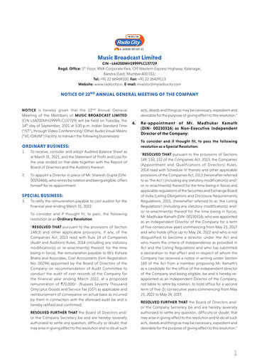 Thumbnail Radio City Annual Report 2020-2021