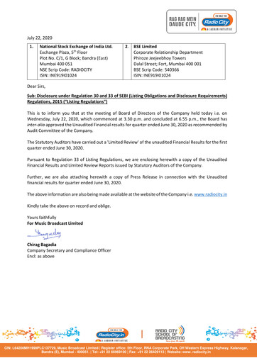 Thumbnail Radio City Quarterly Report 2020-q2