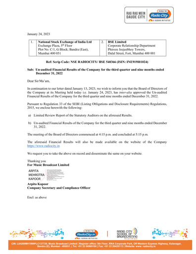 Thumbnail Radio City Quarterly Report 2022-q3