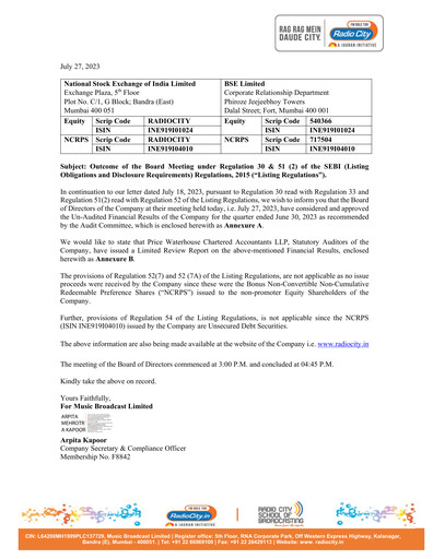 Thumbnail Radio City Quarterly Report 2023-q2